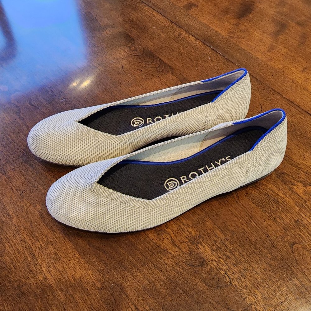 Rothy's Flax Birdseye Round Toe Flats Size 7 Blue Halo